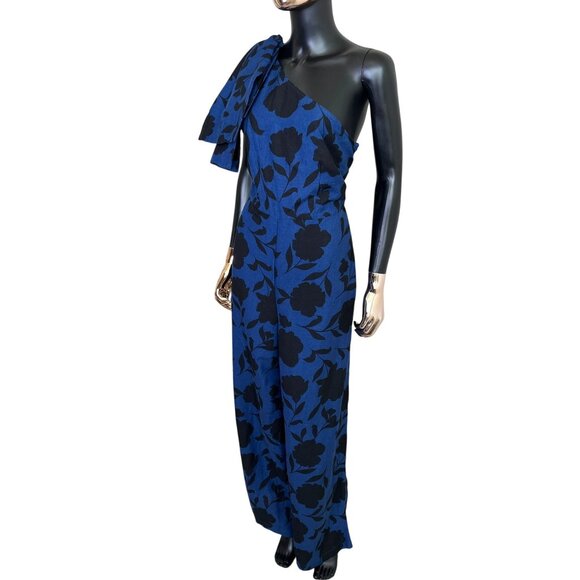 Kate Spade New York x Target Blue Floral One-Shoulder Linen Jumpsuit NWT Size 10 - Picture 7 of 13